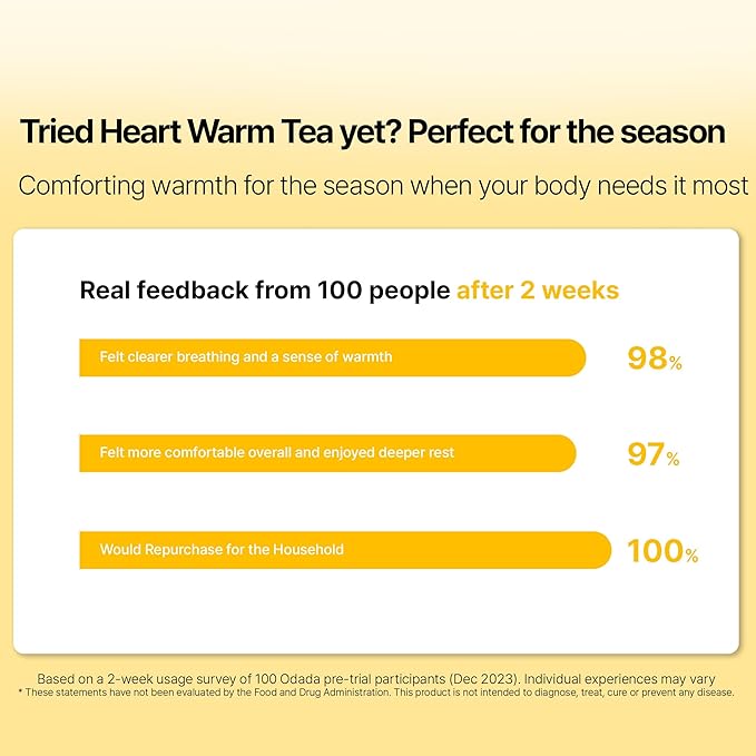 Odada Heart Warm Tea with Korean Pear &amp Bellflower Root Caffeine-Free Herbal Blend for Throat Comfort &amp Inner Warmth 24 Count Seasonal Wellness Infusion