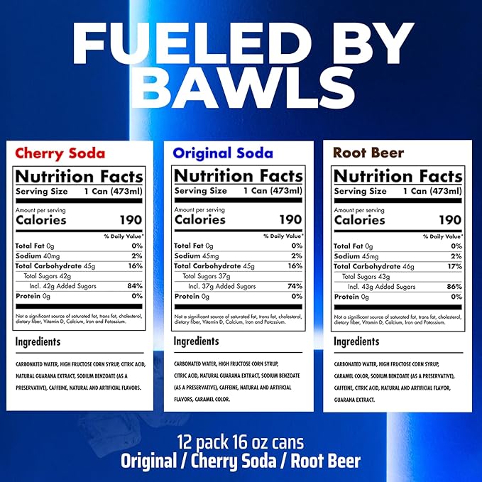 BAWLS Guarana Variety Pack BAWLS Guarana Drink Guarana Soda Guarana Fueled Soda for Energy High Energy Caffeinated Drink 16oz 12 Pack Cans