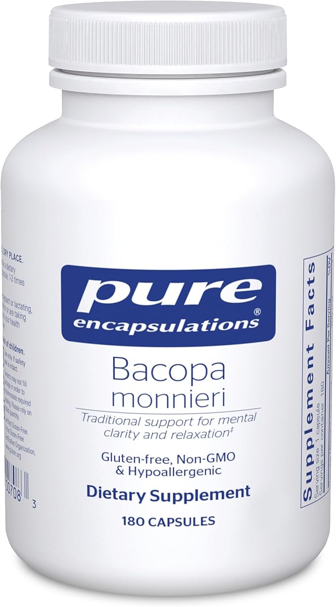 Pure Encapsulations Bacopa Monnieri | Supplement for Brain Memory Concentration and Stress Support* | 180 Capsules