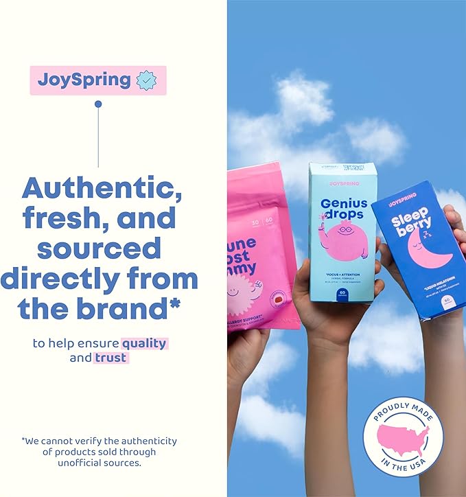 JoySpring Liquid Chlorophyll Drops for Kids | Super Greens for Kids Infused with Elderberry &amp Chlorophyll for Bad Breath |Sugar Free Body Deodorizing Supplement |Berry Flavor| 30 Servings