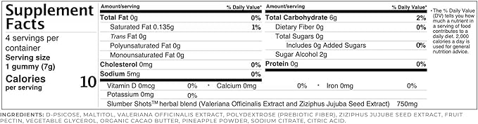 SGC Melatonin-Free Herbal Sleep Supplement - 48 Count - Slumber Shots Sleep Gummies - Sleep Aid - Ease Restlessness - Valerian Root - Jujube Seed