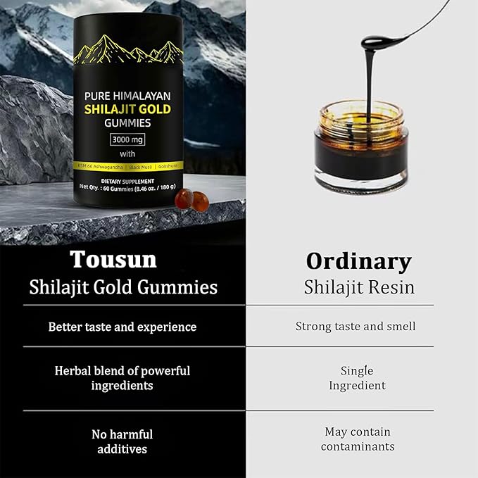 Shilajit Gummies | Alpha Gummies for Men | Lab Tested I No Added Sugar | Ashwagandha Gokshura | Fulvic Acid &amp 85+ Trace Minerals for Men Women | Non-GMO | 60 Gummy