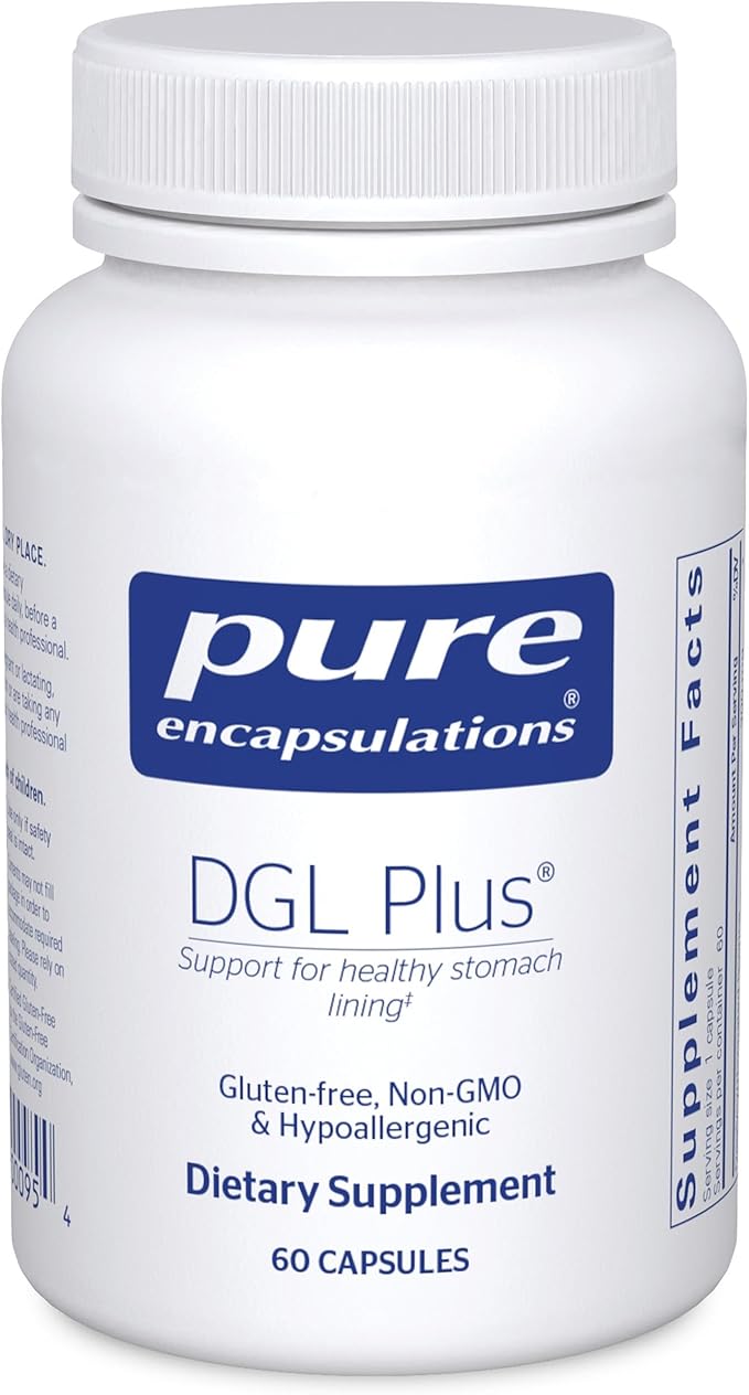 Pure Encapsulations DGL Plus - Gut Health Supplements for Men &amp Women - with Marshmallow Root Aloe Vera Extract &amp Slippery Elm Bark - Non-GMO &amp Vegan - 60 Capsules