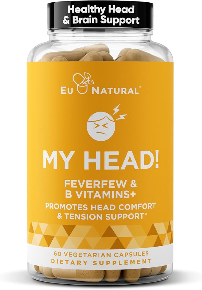 My Head! Headache Vitamins – Sensitivity Tension Comfort Healthy Head Function for A Clear Mind – Fast acting Magnesium Feverfew Boswellia Vitamin D Ginger &amp More – 60 Soft Capsules