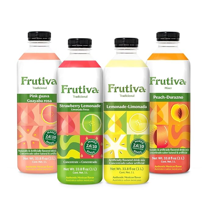 Frutiva Authentic Drink Mix Bundle | Made in Mexico with Cane Sugar | Aguas Frescas Concentrate Makes 2.6 Gallons | No High Fructose Corn Syrup | Perfect for Cocktails &amp Drinks