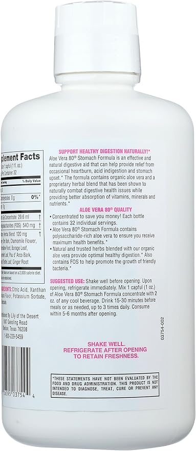 Aloe 80 Organics Stomach Formula 32 Ounce