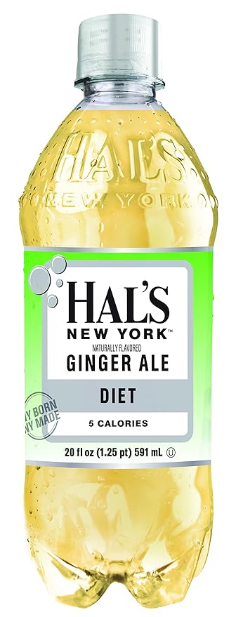 Hal's New York Diet Ginger Ale 20 Fl Oz Bottles (Pack of 24)