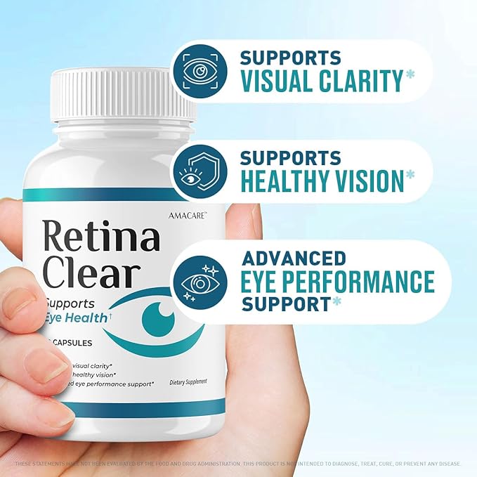 (2 Pack) Retina Clear – Retina Clear Eye Supplement Capsules Reviews Official RetinaClear Vision Support Pills Health Natural Ingredients Vitamin Advanced Formula 120 Capsules for 2 Months
