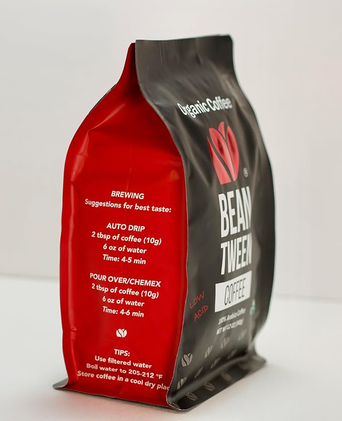 Beantween Coffee: Premium Organic DARK ROAST Ground (2 lb) of 100% Arabica Coffee – Low Acid MOLD-FREE Certified Organic Kosher Single Origin Woman-owned
