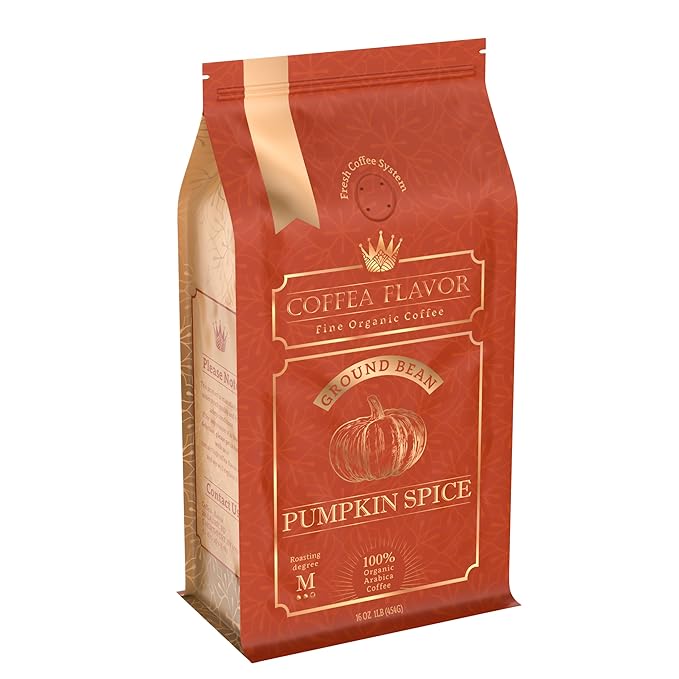Flavored Ground Coffee – Spice Pumpkin 100% Arabica Single Origin Medium Roast USDA Organic Naturally Flavored – by Coffea Flavor