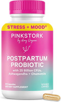 Pink Stork Probiotics for Postnatal Women - 30 Billion CFUS with Ashwagandha and Chamomile Postpartum Essentials for Hormone Balance Mood Support Gut Health Digestive Wellness 30 Capsules