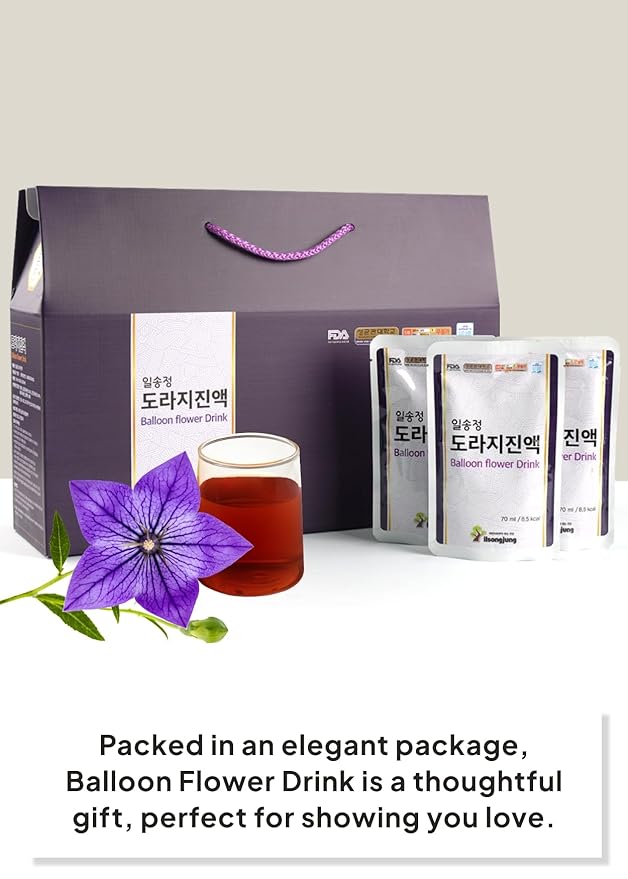 Korean Food ILSONGJUNG 100% Pure Balloon Flower Root Juice – Traditional Korean Herbal Drink No Added Sugar Naturally Sourced Wellness Beverage 2.37 FL OZ (70ml) x 30 Pack Made in Korea 도라지즙 도라지