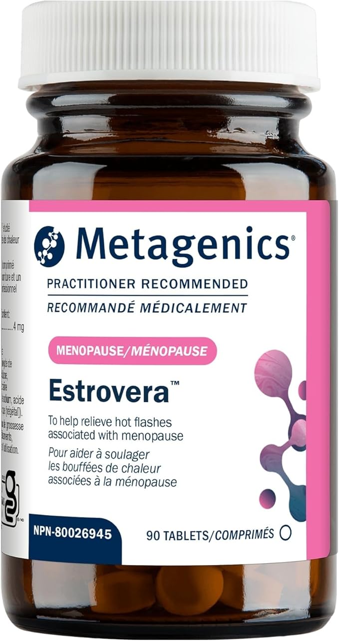 Metagenics HerWellness Estrovera - Hormone-Free Plant-Based Supplement - Supports Menopause &amp Perimenopause Relief - Hot Flashes Night Sweats Multi-Symptom Support - Vegetarian Non-GMO - 90 Tab