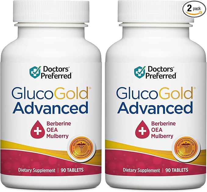 DOCTORS' PREFERRED Berberine with Cinnamon and Chromium GlucoGold Advanced 1000mg 90 Tablets (Pack of 2)