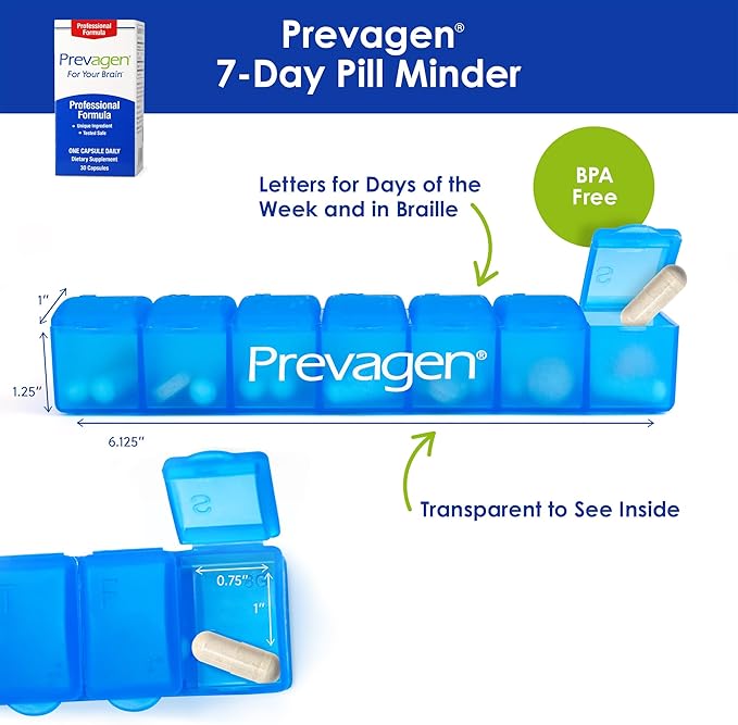 Prevagen Professional Formula - 30 Capsules (1 Month Supply) | Formulated for Your Brain | 40mg of Apoaequorin Plus Vitamin D3 with 7-Day Pill Minder