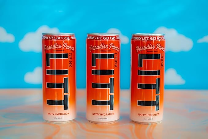 DRINK LITT PARADISE PUNCH | Fruit Punch | Natty Hydration | Natural Electrolytes | B Vitamins | 11 oz (Pack Of 12)