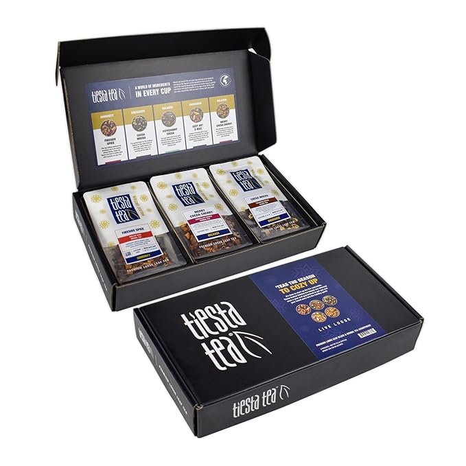 Tiesta Tea - Santa's Bag Tea Gift Set High to Non-Caffeinated Assorted Blends 5 Individual Resealable Pouches for Hot &amp Iced Brews Variety Pack Black Rooibos and Herbal