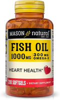 MASON NATURAL Omega3 Fish Oil 200Day Supply 1000mg with EPA and DHA for Joint Support Softgel Pills