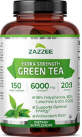 Zazzee Extra Strength Green Tea 20:1 Extract 50% EGCG 98% Polyphenols 80% Catechins 150 Vegan Capsules 5 Month Supply Certified Kosher Antioxidant &amp Metabolism Support Non-GMO Made in the
