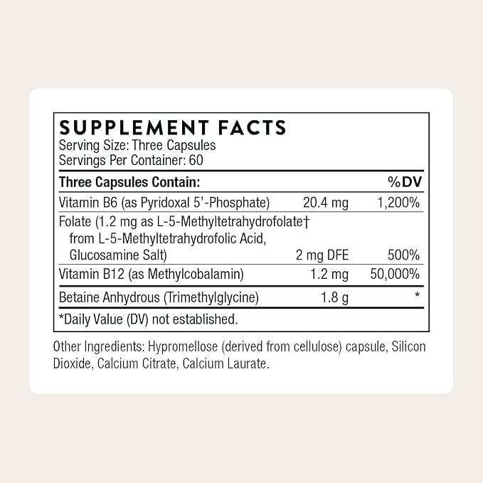 THORNE - Methyl-Guard - Supports Methylation for Healthy Heart Blood Vessels Brain &amp Bones* - Vitamins B6 &amp B12 Folate (5-MTHF) &amp Betaine - Gluten Dairy &amp Soy-Free - 180 Capsules