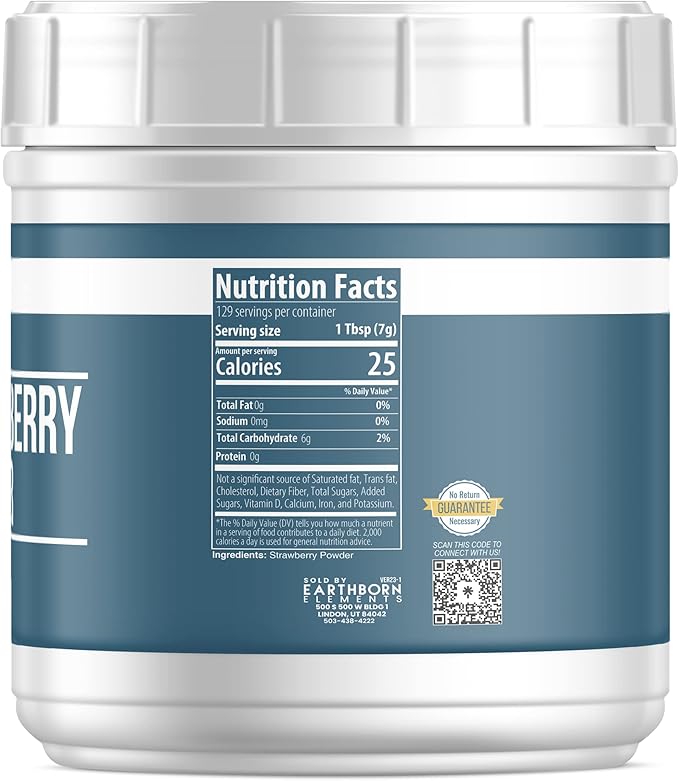 Earthborn Elements Strawberry Powder 2 lb Pure &amp Natural Smoothies &amp Shakes
