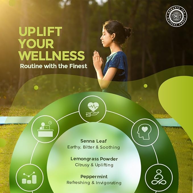Pride Of India | Digestive Health Trio 10.59 oz (300 gm) | Includes Mint Leaf Whole Lemongrass Fine Cut &amp Senna Herbal Tea Leaf Whole | Perfect for Hot/Iced Tea Mocktails | Promotes Inner Wellne