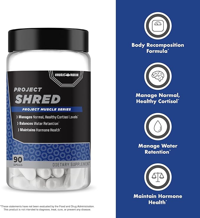 Anabolic Warfare Project Shred Manage Normal Healthy Cortisol Levels &amp Water Retention Body Recomposition Formula Made with Botanicals*