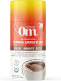 OM MUSHROOM SUPERFOOD Morning Energy Blend – Caffeine-Free Powder with Cordyceps Lion’s Mane Rhodiola &amp Vitamin D2 – Supports Energy Focus &amp Endurance – 8.47 oz Canister (30 Servings)