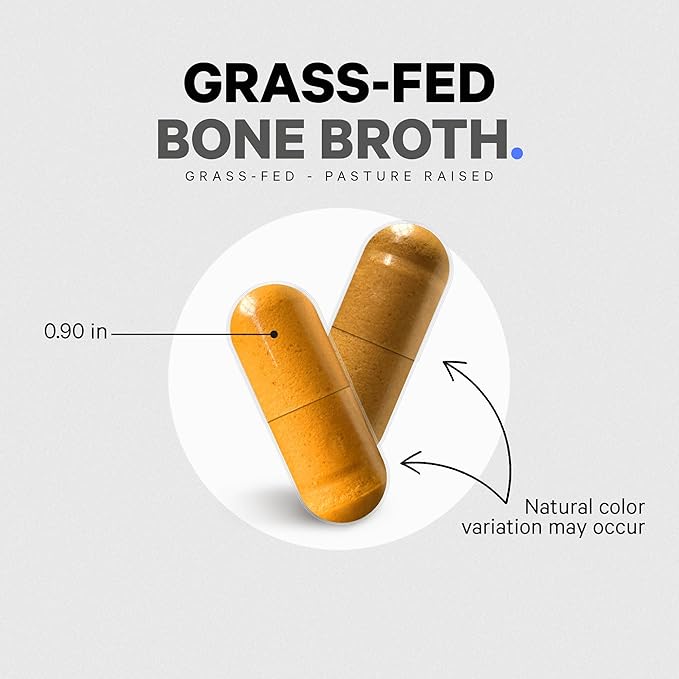 Codeage Organic Bone Broth Collagen Peptides Capsules Supplement Bone Broth Grass Fed Beef Free-Range Chicken Turmeric &amp Ashwagandha - Collagen Types I II III - Non-GMO - 180 Capsules