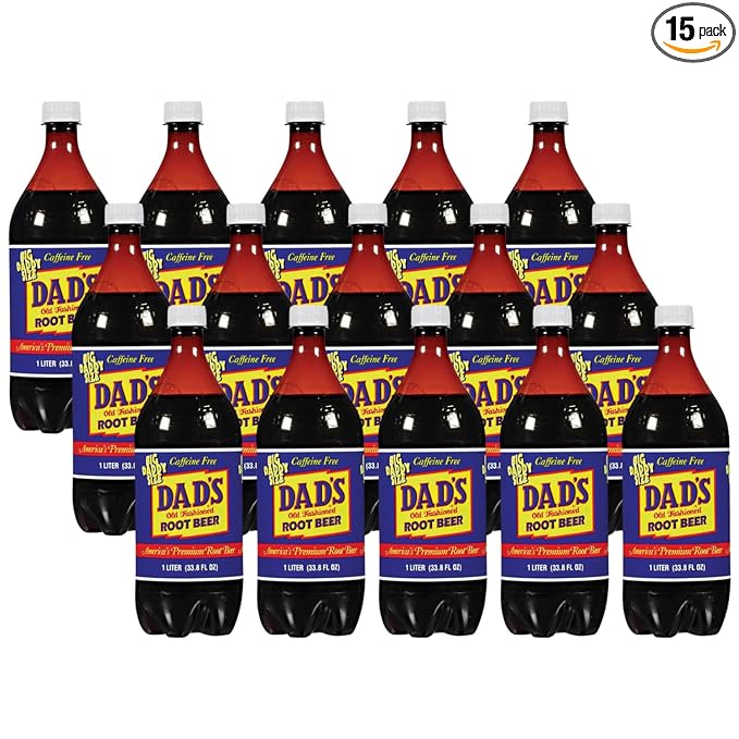 Dad's Old Fashioned Soda – 15 Bottles (1 Liter Each) – Premium Retro Soft Drink – Classic Root Beer Flavor – Vintage-Style Craft Soda for Nostalgic Refreshment &amp Gifting (15 Pack Root Beer)