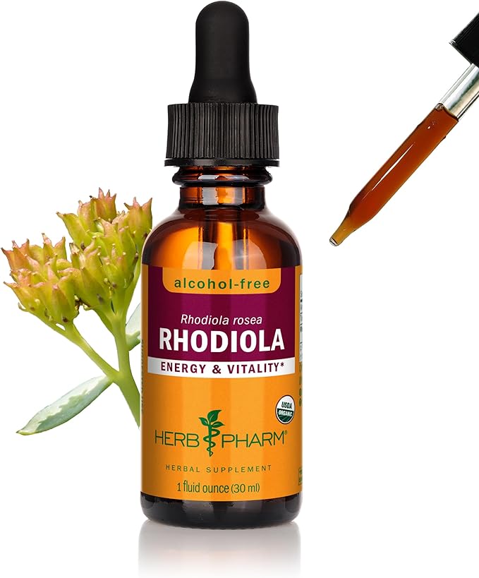 Herb Pharm Certified Organic Rhodiola Root Extract for Energy Endurance and Stamina Alcohol-Free Glycerite 1 Ounce