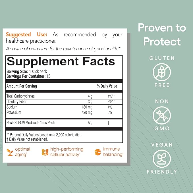 PectaSol Modified Citrus Pectin – 15 5g Stick Packs – Total-Body Health Supplement to Support Heart Immune System Inflammation Response &amp Healthy Aging + Maintain Healthy Galectin-3 Levels
