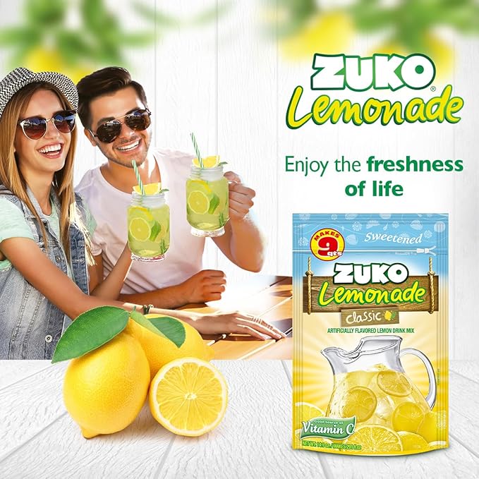 Zuko Classic Lemonade Powdered Drink Mix Family Pack No Added Sugar Needed 14.1 oz (Pack of 6)