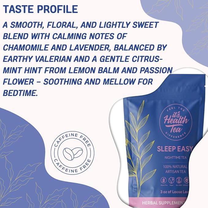 Sleep Easy Herbal Tea 3 oz – Chamomile Lavender Lemon Balm Valerian Root &amp Passion Flower – Natural Sleep Support for a Calm Restful Night’s Rest. Caffeine-Free. (includes: 35 empty unbleached