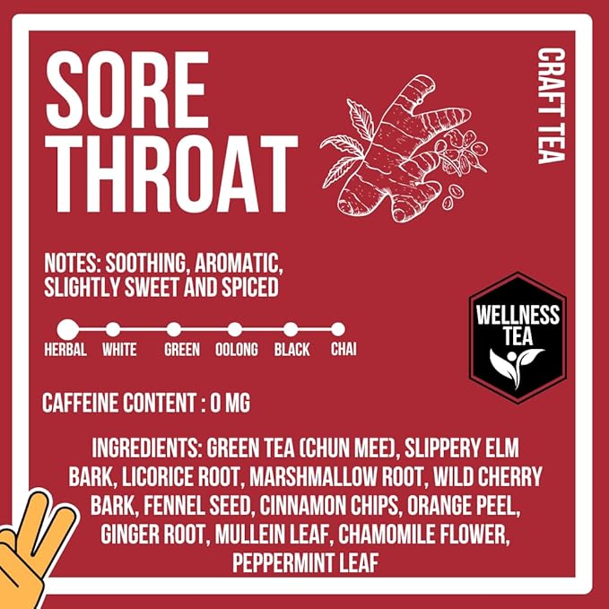 Sore Throat Tea - Wellness Tea Made with Elm Bark Licorice Root and Marshmallow Root with Herbal and Medicinal Properties - Low Caffeine - Loose Leaf 4 Ounces