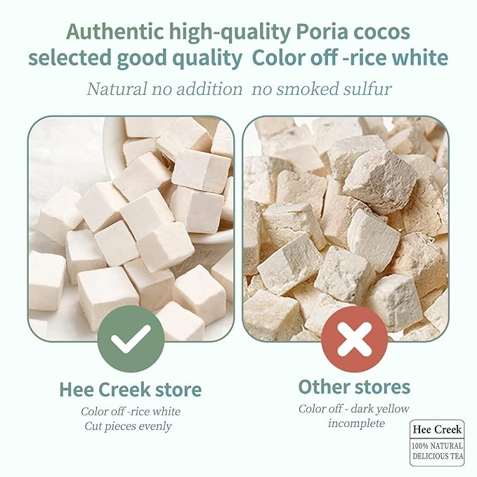 Hee Creek Poria Cocos 12.7oz/ 360g Grade AAA (Super Grade) Wild White Poria Cocos Fu Ling No Sulfur Fumigation 茯苓 白茯苓