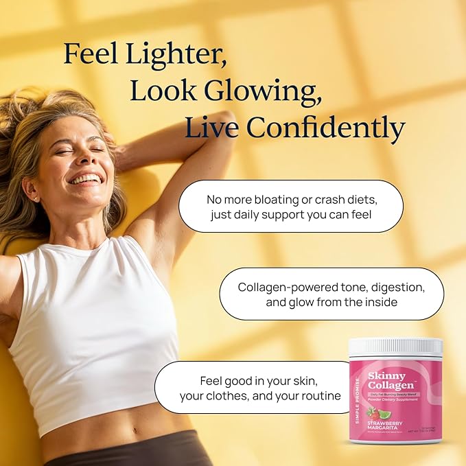 Skinny Collagen Weight Loss Supplement - Hydrolyzed Multi-Collagen Peptides Powder Drink - Types I II III V X - Supports Fat Burning &amp Weight Goals For Women - 30 Servings - Strawberry Margari