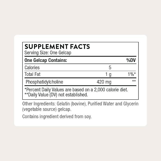 THORNE - Phosphatidyl Choline - Phospholipid Complex for Liver Support Cholesterol Metabolism &amp Healthy Bile* - Third-Party Certified - Gluten &amp Dairy-Free - 60 Softgels