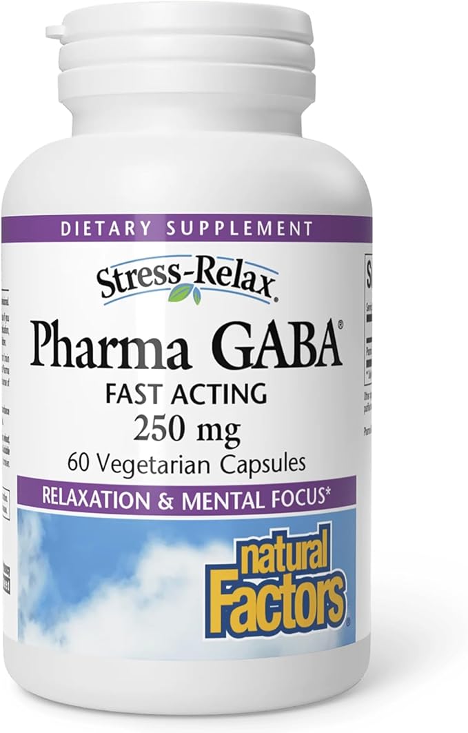 Natural Factors Pharma GABA - Dietary Supplement Supports Calm Sleep &amp Sleep Quality - Natural Fast-Working Supplement Aids Focus &amp Brain Health - 60 Chewable Tablets (60 Servings)