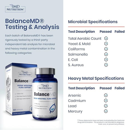 1MD Nutrition BalanceMD Vaginal Probiotics | Oregano &amp Caprylic Acid with Lactobacillus &amp Digestive Enzymes | Promotes Intestinal Flora Balance | 60 Capsules