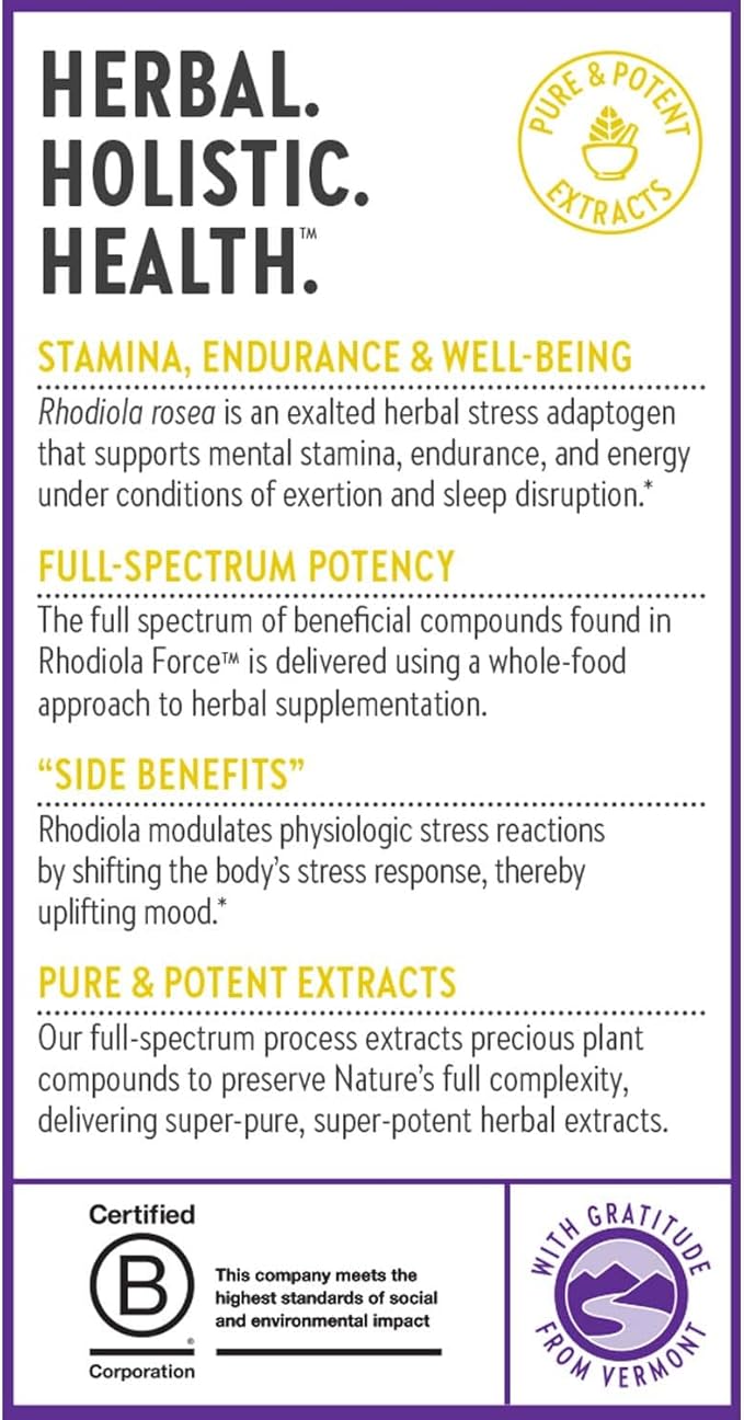 New Chapter Rhodiola Force 300mg with Potent Vegan Rhodiola for Mental Focus &amp Stamina Endurance + Mood Support + Stress Adaptogen + Non-GMO Ingredients - 30 Count