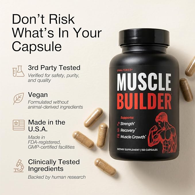 UNALTERED Anabolic Muscle Builder for Men - Growth Size Strength - Natural Muscle Building Supplement &amp Energy Booster - Tribulus Terrestris Ginseng Vitamin D3 Ashwagandha - 150 Capsules