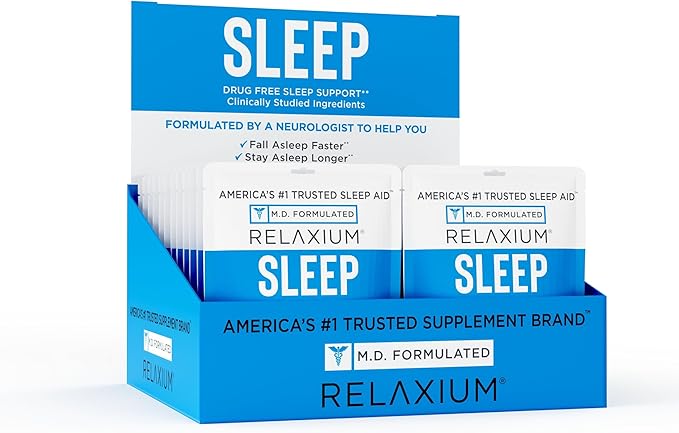 Relaxium Sleep Aid 24 Travel Pouches (6 Capsules Each) 5mg Melatonin Magnesium Valerest Ashwagandha Non-Habit Forming