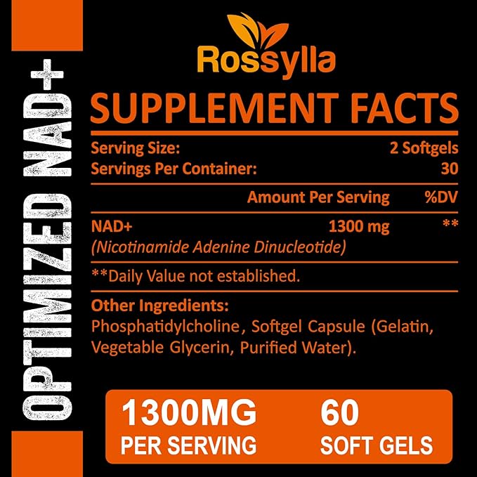 1300 MG Liposomal NAD+ Supplement | Highest Absorption | Purest NAD Supplemet to Boost NAD+ Effetively | Boosting NAD+ Supplement for Aging Defese Cellular Energy Longevity | 120 Count