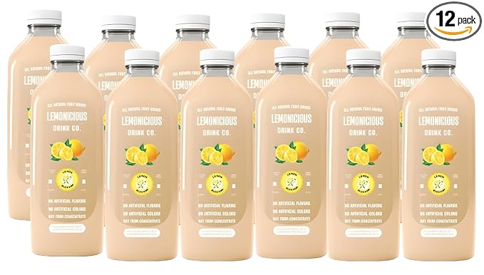 Lemonicious Classic Bundle – 12 Bottles of Real Fruit Lemonade (32oz each) – Lemon Blossom Flavor – Fresh Squeezed No Preservatives