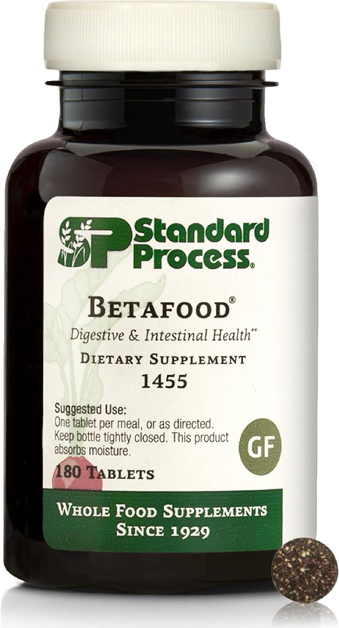Standard Process Betafood Digestive &amp Intestinal Health Dietary Supplement - Vegan Gluten-Free Non-Dairy &amp Non-Soy - Dietary &amp Liver Care - 180 Tablets