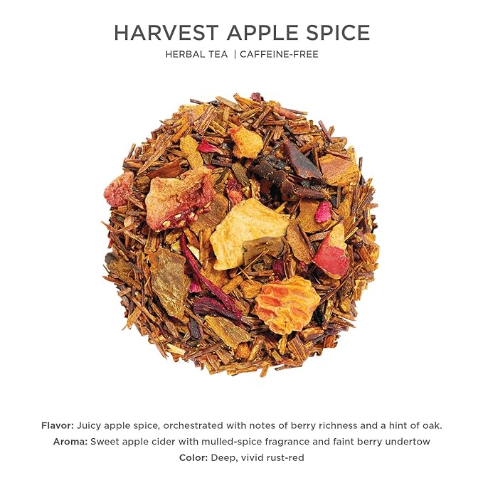 Tea Forte Harvest Apple Spice Premium Loose Leaf Caffeine-Free Herbal Tea Blend Canister Makes 35-50 Cups