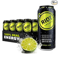 RIOT Clean Energy Drink – No Sucralose No Sugar Added No Artificial Flavors | 160mg Natural Caffeine + 100mg L-Theanine | Clean Focus Stamina &amp Smooth Energy | 16 Fl Oz (Pack of 12) (Citrus Lim