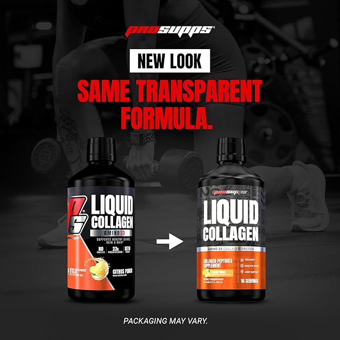 ProSupps Amino23 Liquid Collagen Shots Citrus Punch - Collagen Peptide Post Workout Supplement Supports Healthy Aging Joints Skin &amp Hair - Gluten-Free &amp Zero Sugar - 16 Servings