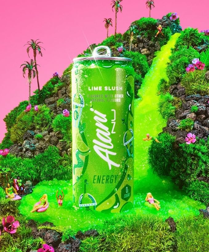 Alani Energy Drinks Cotton Candy Lime Slush Strawberry Sunrise Flavors - Variety Pack Sugar-Free Low-Calorie 12 fl oz (Pack of 6) Repackaged*
